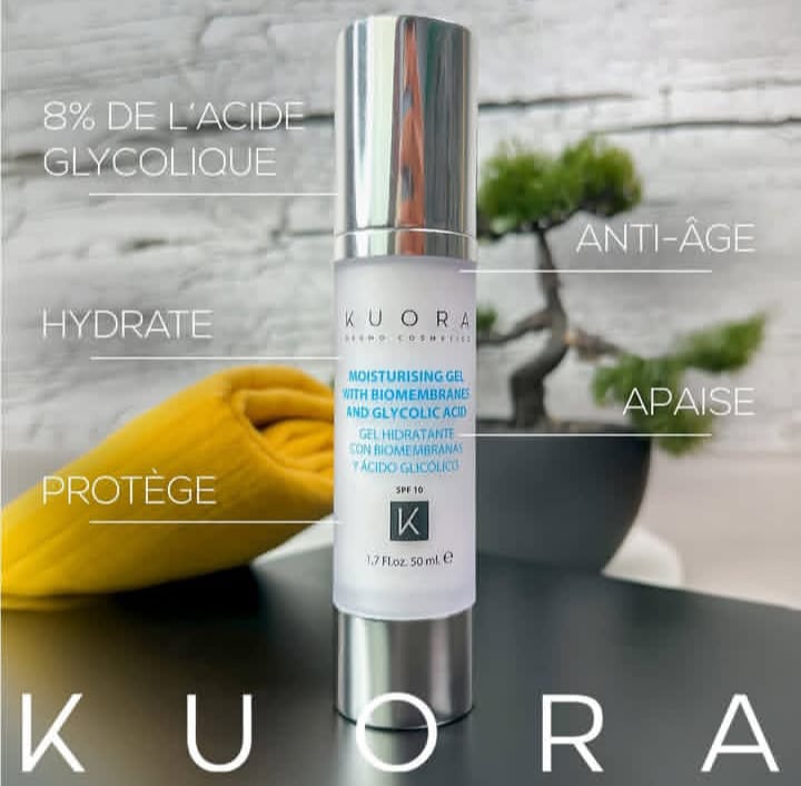 KUORA GEL HYDRATANT AUX BIOMEMBRANES ET A L'ACIDE GLYCOLIQUE SPF10 50ML