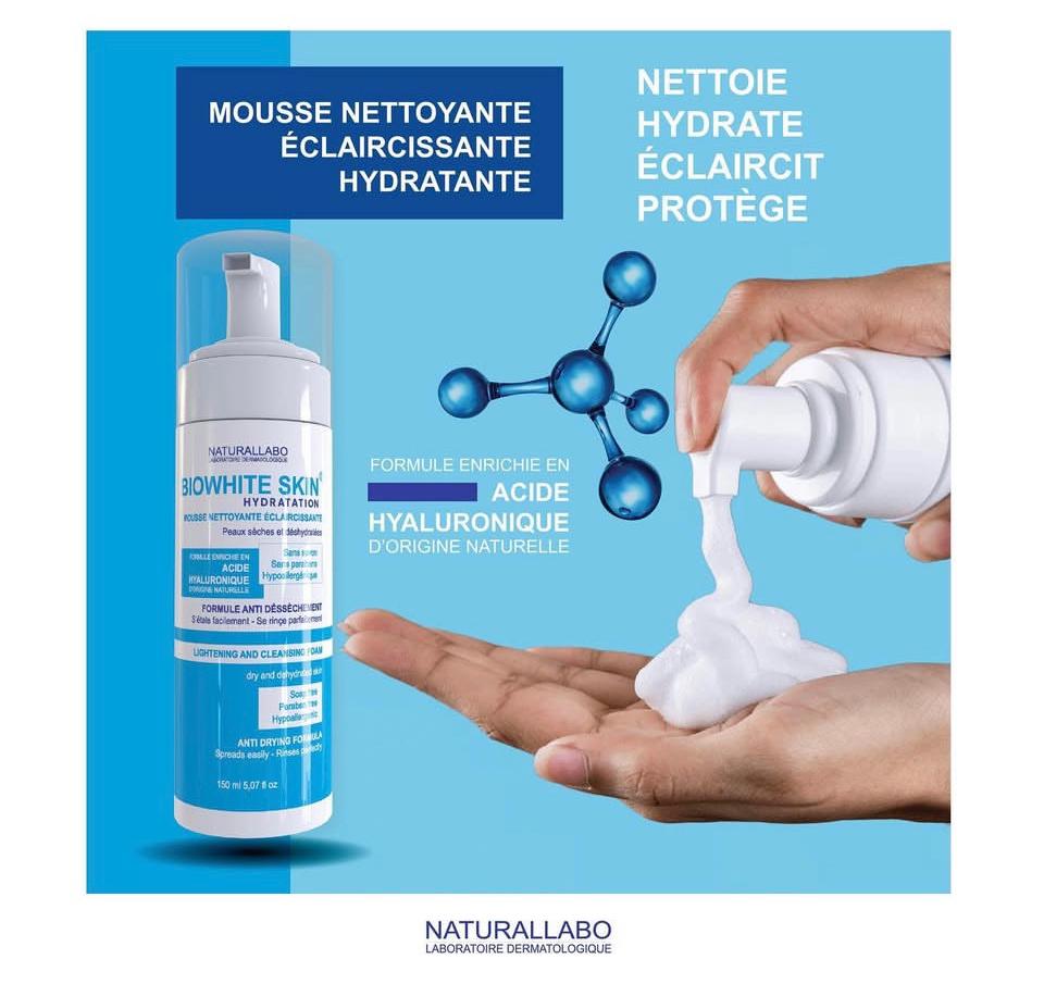 Naturallabo Biowhite skin Mousse nettoyante Eclaircissante Hydratante 150 ml