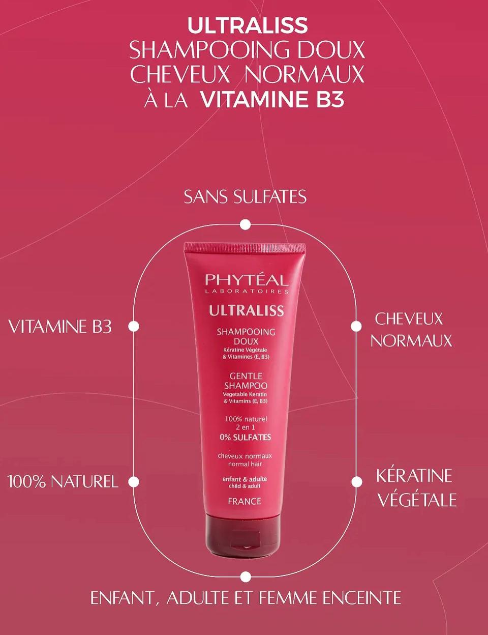  PHYTEAL ULTRALISS S PHYTEAL ULTRALISS SHAMPOOING DOUX CHEVEUX NORMAUX A LA VITAMINE B3 250ML