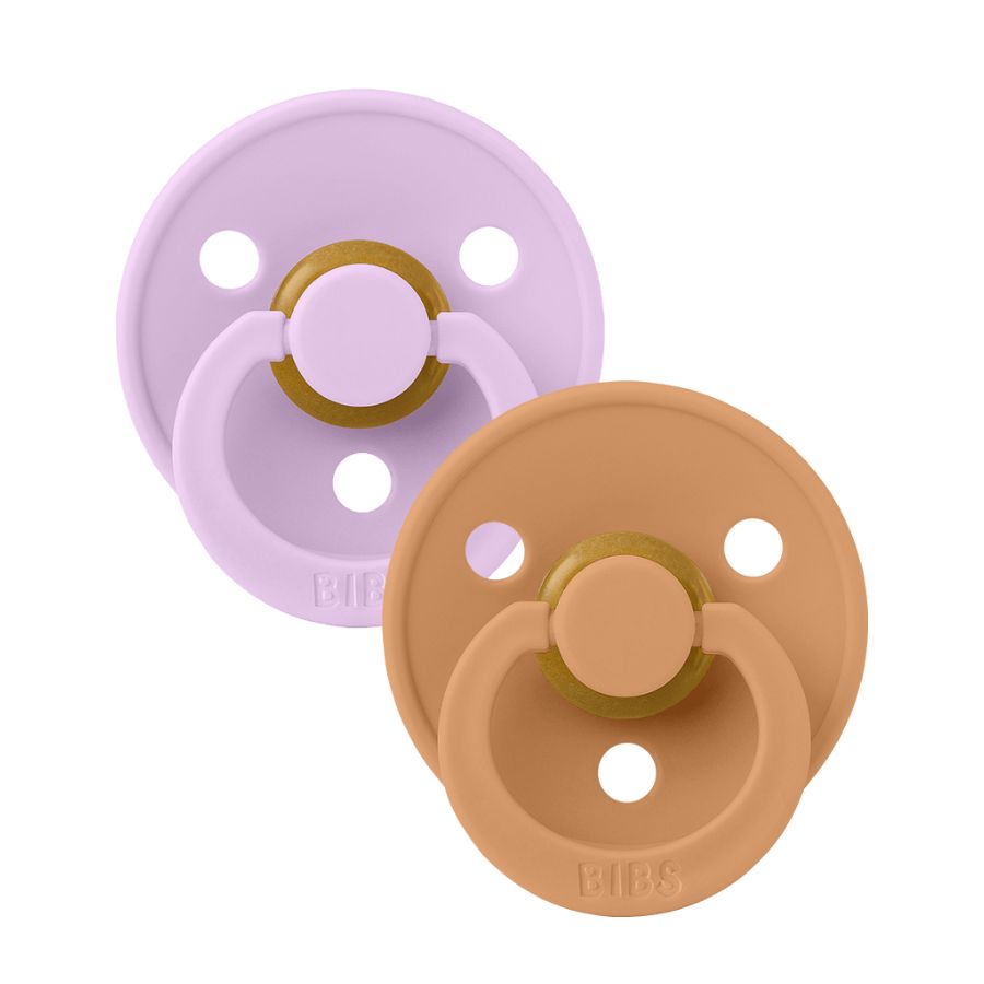BIBS 2 SUCETTES COLOUR NATURAL RUBBER VIOLET SKY PUMPKIN