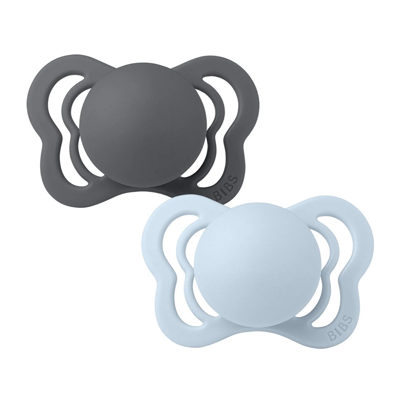 BIBS 02 SUCETTES NATURAL RUBBER IRON BABY BLUE