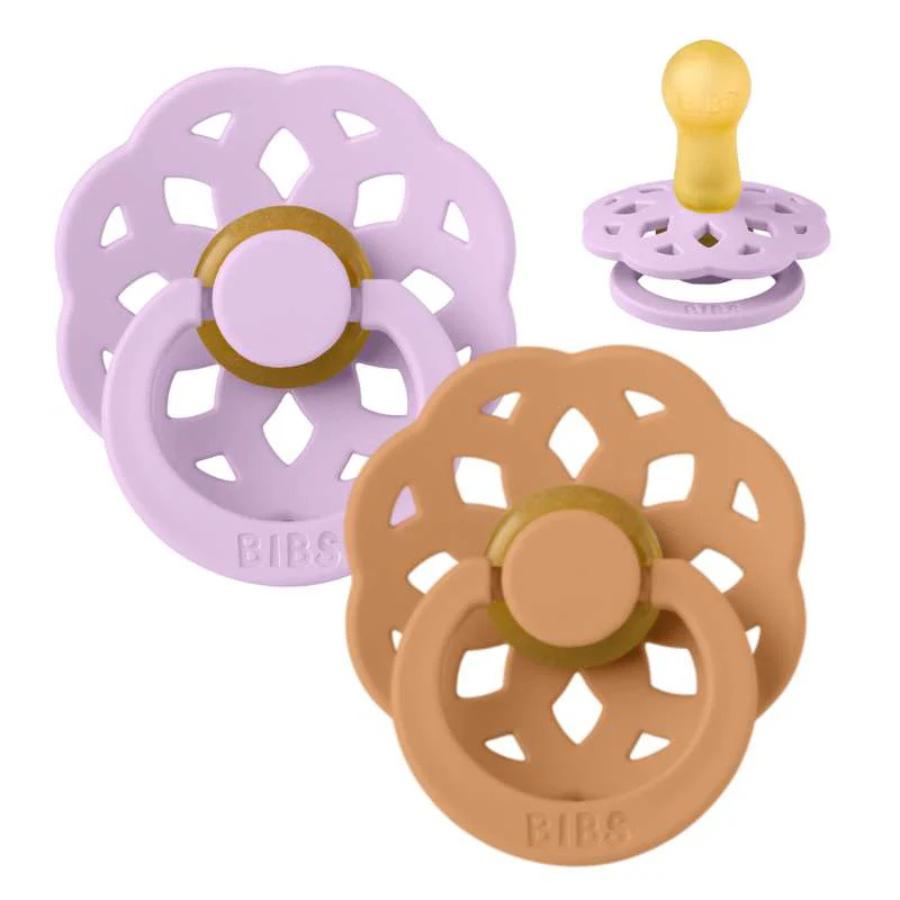 BIBS 02 SUCETTES BOHEME NATURAL RUBER VIOLET SKY PUMPKIN